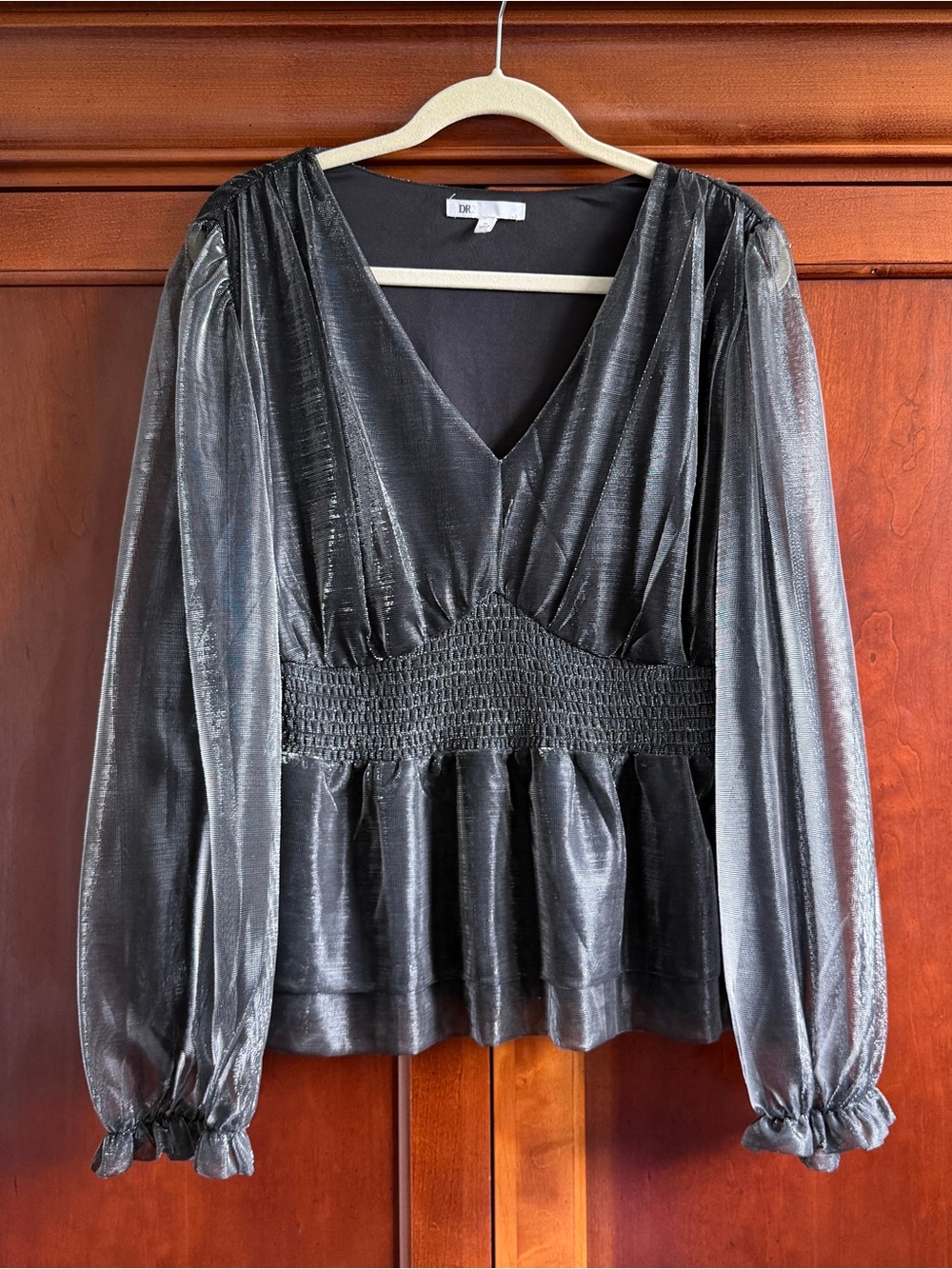 DR2 Silver Blouse Long Sleeve Top XL Whimsigoth